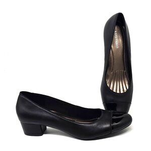Easy Spirit Esurmine Black Leather Comb Slip on Heeled Shoes Women's Size 9N